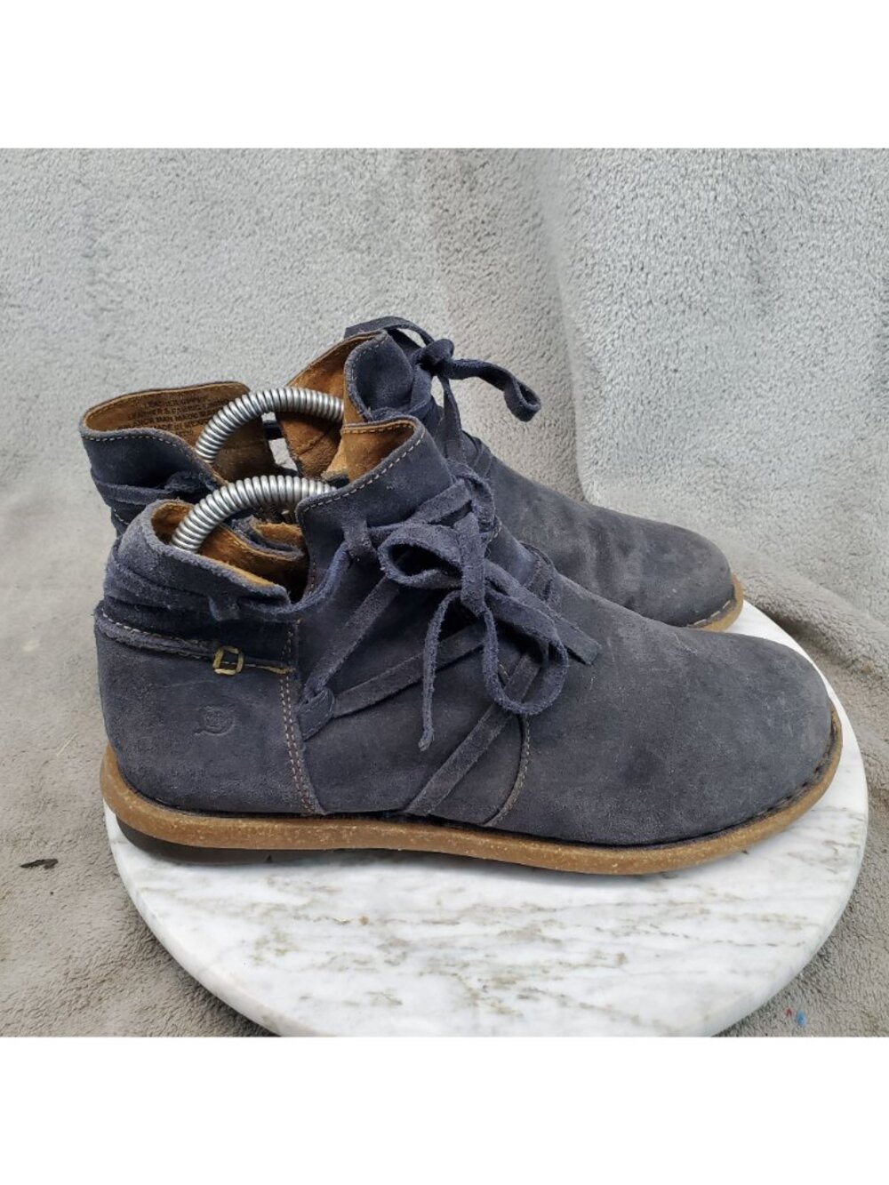 Born Shoes Womens Size 8.5 Tarkiln Navy Blue Suede Ankle Boots *Read* - Picture 4 of 12